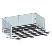 15 FT (5 Row - Single Foot Plank with Chain Link Rail) - Enclosed (Powder Coated) Bleacher