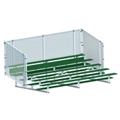 15 FT (5 Row - Single Foot Plank with Chain Link Rail) - Enclosed (Powder Coated) Bleacher