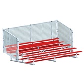 15 FT (5 Row - Single Foot Plank with Chain Link Rail) - Enclosed (Powder Coated) Bleacher