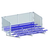 15 FT (5 Row - Single Foot Plank with Chain Link Rail) - Enclosed (Powder Coated) Bleacher