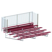 15 FT (5 Row - Single Foot Plank, with Guard Rail) - Enclosed  (Powder Coated) Bleacher
