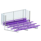 15 FT (5 Row - Single Foot Plank, with Guard Rail) - Enclosed  (Powder Coated) Bleacher