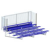 15 FT (5 Row - Single Foot Plank, with Guard Rail) - Enclosed  (Powder Coated) Bleacher