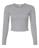 American Apparel Women's Baby Rib Long Sleeve Cropped Tee BR2107 HEATHER GREY Primary
