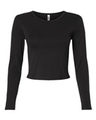 American Apparel Women's Baby Rib Long Sleeve Cropped Tee BR2107 BLACK Primary