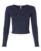 American Apparel Women's Baby Rib Long Sleeve Cropped Tee BR2107 NAVY Primary