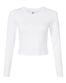 American Apparel Women's Baby Rib Long Sleeve Cropped Tee BR2107 WHITE Primary