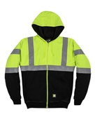 Berne Apparel Men's Hi-Vis Class 3 Color Block Full-Zip Hooded Sweatshirt HVF023