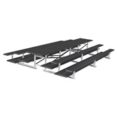 15 FT (3 Row - Double Foot Plank) - Back-To-Back (Powder Coated) Bleacher
