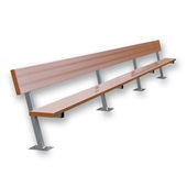 21 FT Player Bench with Seat Back - Surface Mount  (Powder Coated)