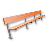 21 FT Player Bench with Seat Back - Surface Mount  (Powder Coated)
