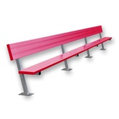 21 FT Player Bench with Seat Back - Surface Mount (Powder Coated)