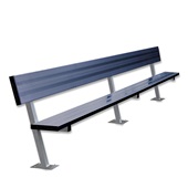 15 FT Player Bench with Seat Back - Surface Mount  (Powder Coated)