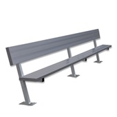 15 FT Player Bench with Seat Back - Surface Mount (Powder Coated)
