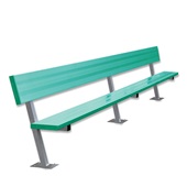 15 FT Player Bench with Seat Back - Surface Mount  (Powder Coated)