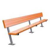 15 FT Player Bench with Seat Back - Surface Mount  (Powder Coated)
