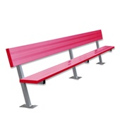 15 FT Player Bench with Seat Back - Surface Mount  (Powder Coated)