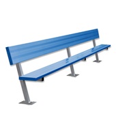 15 FT Player Bench with Seat Back - Surface Mount (Powder Coated)