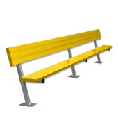 15 FT Player Bench with Seat Back - Surface Mount  (Powder Coated)
