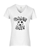 Epic Ladies Game Day Soccer College Schools Fan Grit V-Neck Graphic T-Shirts