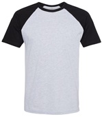 Mens Womens Unisex Cotton Raglan Short Sleeve T-Shirt  BLACK/HEATHER GRAY Primary