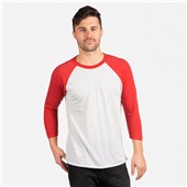 Adult Men Womens Unisex Tri-Blend 3/4 Raglan, Heather 2-Color T-Shirt VINTAGE RED/HEATHER WHITE Primary