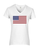 Epic Ladies USA Flag 1 Mascot Club Rec Sports Team V-Neck Graphic T-Shirts