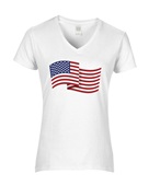 Epic Ladies USA Flag 2 Mascot Club Rec Sports Team V-Neck Graphic T-Shirts