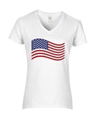Epic Ladies USA Flag 3 Mascot Club Rec Sports Team V-Neck Graphic T-Shirts