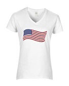 Epic Ladies USA Flag 4 Mascot Club Rec Sports Team V-Neck Graphic T-Shirts