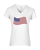 Epic Ladies USA Flag 5 Mascot Club Rec Sports Team V-Neck Graphic T-Shirts