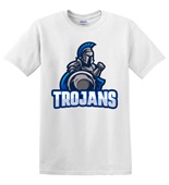 Epic Adult/Youth Trojans Blue Mascot Club Rec Sports Team Cotton Graphic T-Shirts