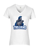 Epic Ladies Trojans Blue Mascot Club Rec Sports Team V-Neck Graphic T-Shirts