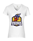 Epic Ladies Vikings Yellow Mascot League Sports Team V-Neck Graphic T-Shirts