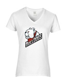Epic Ladies Bulldogs Red Mascot League Sports Team V-Neck Graphic T-Shirts