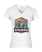 Epic Ladies Vikings Orange Mascot League Sports Team V-Neck Graphic T-Shirts