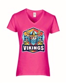 Epic Ladies Vikings Orange Mascot League Sports Team V-Neck Graphic T-Shirts