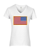 Epic Ladies USA Flag Patch Flip Mascot League Team V-Neck Graphic T-Shirts