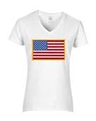 Epic Ladies USA Flag Patch Mascot League Sports Team V-Neck Graphic T-Shirts