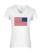 Epic Ladies USA Flag Outlined Flipped Mascot League V-Neck Graphic T-Shirts