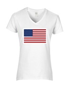 Epic Ladies USA Flag Outlined Mascot League Team V-Neck Graphic T-Shirts