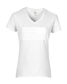 Epic Ladies USA Flag White Transparent Flipped Team V-Neck Graphic T-Shirts