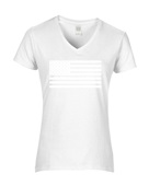 Epic Ladies USA Flag White Transparent MascotTeam V-Neck Graphic T-Shirts