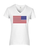 Epic Ladies USA Flag Bright Flipped Mascot Team V-Neck Graphic T-Shirts