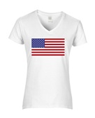 Epic Ladies USA Flag Bright Mascot Club Sports Team V-Neck Graphic T-Shirts