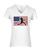 Epic Ladies USA Flag Softball Mascot Sports Team V-Neck Graphic T-Shirts