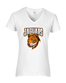 Epic Ladies Jaguars Orange Mascot League Sports Team V-Neck Graphic T-Shirts