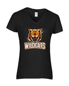 Epic Ladies Wildcats Gold Mascot League Sports Team V-Neck Graphic T-Shirts