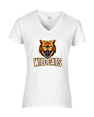 Epic Ladies Wildcats Gold Mascot League Sports Team V-Neck Graphic T-Shirts