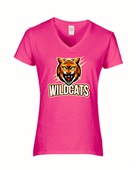 Epic Ladies Wildcats Gold Mascot League Sports Team V-Neck Graphic T-Shirts